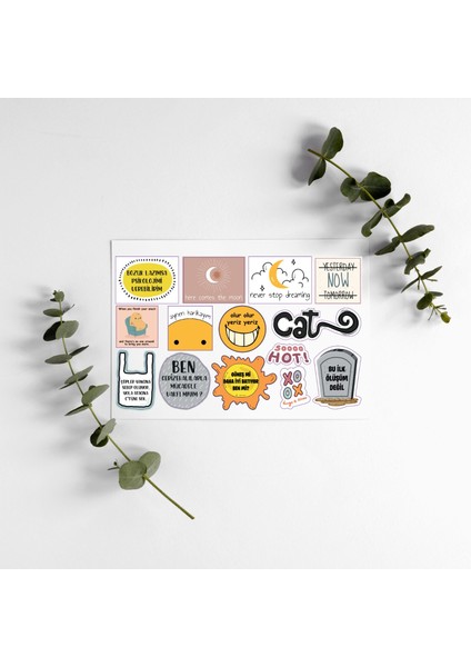 Motto Yazılı Tasarımlı A5 14 Adet Stickers Çıkartma PYTKSTKR38