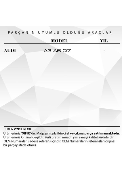 Audi A3, A6, Q7 Için Cam Düğme Kapağı- 3'lü Set