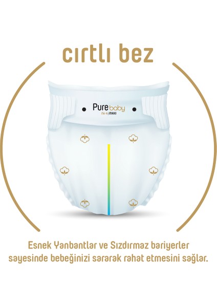 Pure Baby Organik Pamuklu Cırtlı Bez 2'li Paket 5 Numara Junior 80 Adet