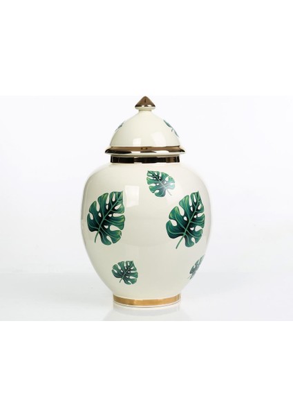 Yaprak Desenli Şah Küp Yeşil 35 cm AK.NRH0086