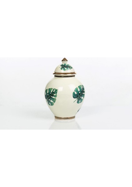Yaprak Desenli Şah Küp Yeşil 21 cm AK.NRH0088