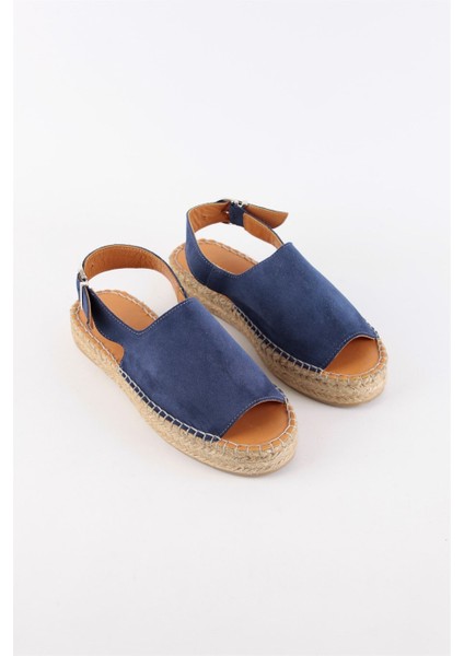 Arya Kot Mavi Süet Hakiki Deri Kadın Espadril Sandalet indirimleri