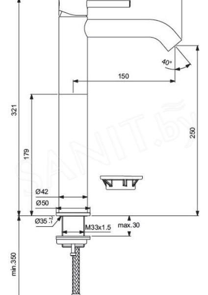 Ideal Standart Ceraline Yüksek Lavabo Bataryası Sifon Kumandasız-5 L/dk - BC269AA