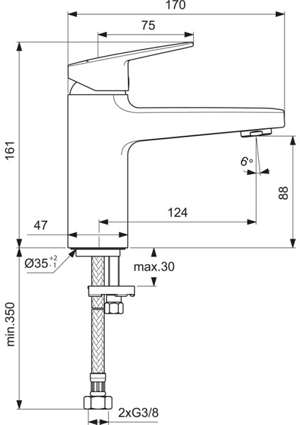 Ideal Standart Ceraplan Lavabo Bataryası 5l/dk Sifon Kumandasız - BD222AA modelleri