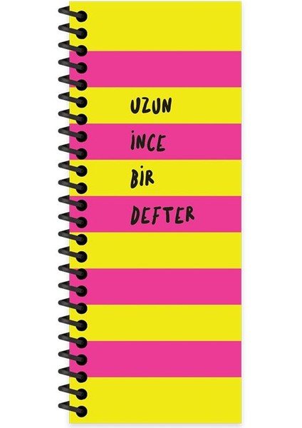 8X21 Düz Uzun Ince Bir Defter - Pembe