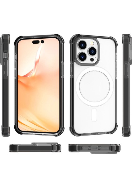 iPhone 14 Pro Için Magsafe Manyetik Akrilik Telefon Kılıfı - Gri - Siyah (Yurt Dışından) modelleri