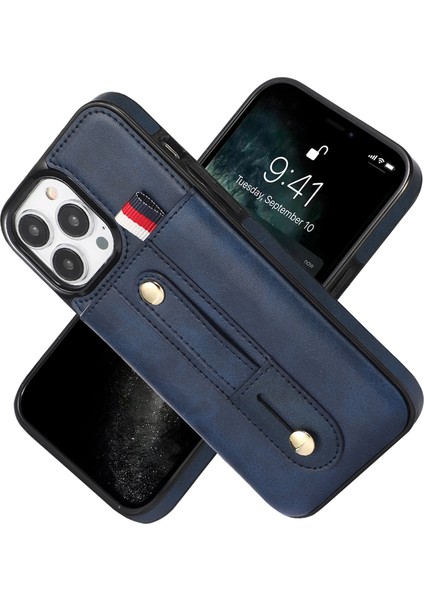 iPhone 12 Pro Max Için Cüzdan Tasarımlı Deri Telefon Kılıfı - Koyu Mavi (Yurt Dışından)