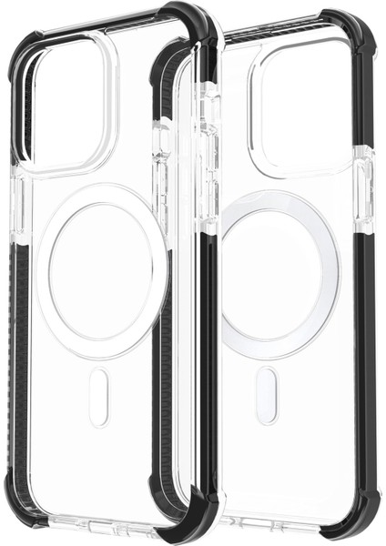 iPhone 14 Pro Için Magsafe Manyetik Akrilik Telefon Kılıfı - Şeffaf - Siyah (Yurt Dışından)