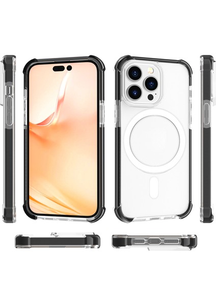 iPhone 14 Pro Için Magsafe Manyetik Akrilik Telefon Kılıfı - Şeffaf - Siyah (Yurt Dışından) modelleri
