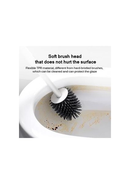 Banyo Tuvalet Fırçası Kafa Tutucu Tutucu Kolu ile Yumuşak Kıllar Banyo Temizleme Seti Duvara Monte Klozet Aksesuarları | Tuvalet Fırçası Tutucular