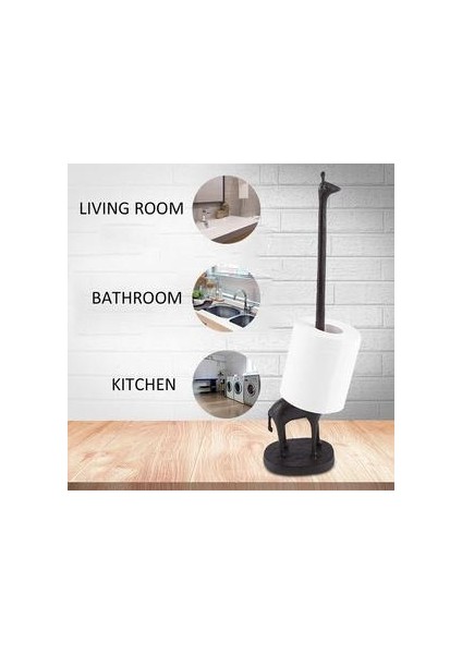 Kağıt Havlu Tutucu Ücretsiz Ayakta Tuvalet Kağıdı Tutucu Dökme Demir Zürafa Kağıt Tutucu Çok Yönlü Dekoratif Banyo Tuvalet Kağıdı | Kağıt Tutucu (Siyah) fırsatları