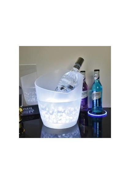 Renkli LED Eğik Aydınlık Buz Kova Bar Şarap Tekneli Su Eğlence Standı Şarap Tutucu Cam Şarap Şişesi Depolama Buz Kovaları maşa fiyatları