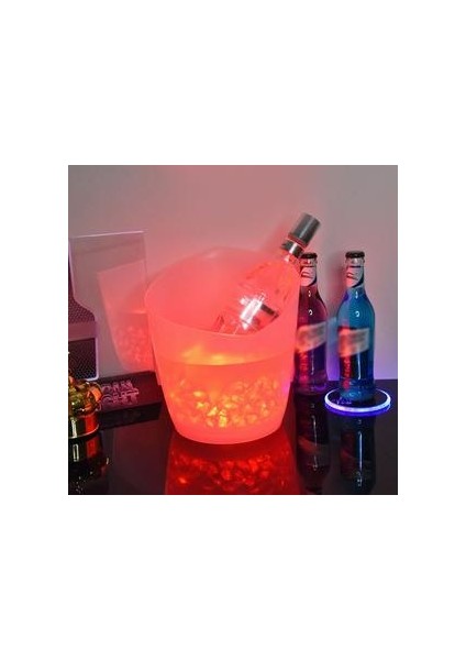 Renkli LED Eğik Aydınlık Buz Kova Bar Şarap Tekneli Su Eğlence Standı Şarap Tutucu Cam Şarap Şişesi Depolama Buz Kovaları maşa modelleri