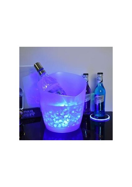 Renkli LED Eğik Aydınlık Buz Kova Bar Şarap Tekneli Su Eğlence Standı Şarap Tutucu Cam Şarap Şişesi Depolama Buz Kovaları maşa fırsatları