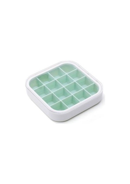 16 Buz Silikon Ice Cube Maker Tepsileri Dondurucu Için Kapaklı Dondurma Soğuk Içecekler Viski Kokteyller Mutfak Aletleri Aksesuarları | Dondurma Küvetleri (13.5 * 13.5 * 3 Cm, Yeşil)(Yurt Dışından)