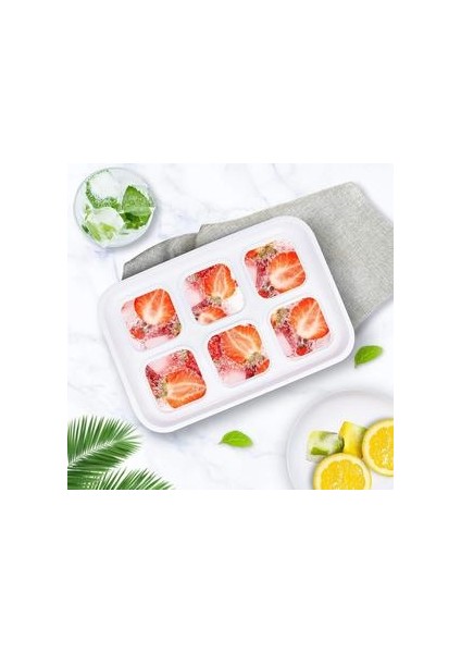 Silikon Buz Küpü Tepsileri 2 Kapaklı Set, Gıda Sınıfı Yaratıcı Viski Buz Topu Kalıp, 6 Izgara Kare Buz Kafası | (20 * 13.5 * 5.4cm)(Yurt Dışından) fırsatları