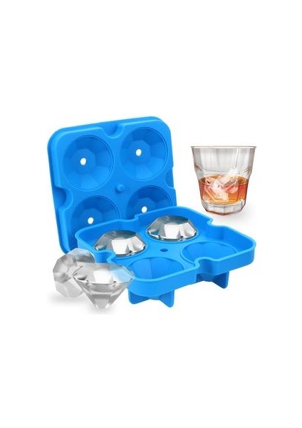 1 Adet 3D Kafatası Silikon Buz Küpü Maker Formu Için Buz Şeker Kek Pudingi Çikolata Kalıpları 4 Hücre Buz Kalıp Kare Şekil Tepsileri Kalıpları (Mavi)