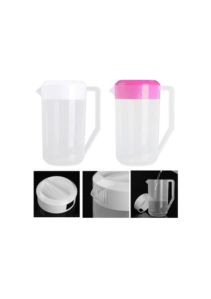 2500ML Plastik Mezun Ölçme Su Sürahi Ero Dostu Suyu Sıvı Konteyner Sürahi Kapakları ile Kolu Taşınabilir Anti Gezgine Sürahi | Sürahi