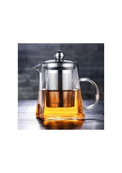 4 Boyutlar Iyi Temizle Borosilikat Cam Çaydanlık 304 Paslanmaz Çelik ile Demlik Süzgeç Isı Kahve Kare Demlik Aracı Su Isıtıcısı Seti | Çaydanlıklar (750ML)