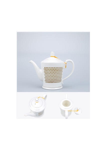 Geleneksel Çin Porselen Çay Potu 660 ml Mavi Beyaz Seramik Çaydanlık Kung Fu Teaware Damla Nakliye | Samovar | Samovar Çaydanlık (Altın Çizgi Seti)