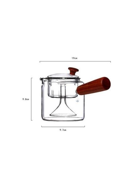 500 ml Cam Çay Seti Çaydanlık Ahşap Kolu Kalınlaşmış Isıya Dayanıklı Cam Su Isıtıcısı Yan Kolu Çiçek Çaydanlık | Çaydanlıklar fırsatları