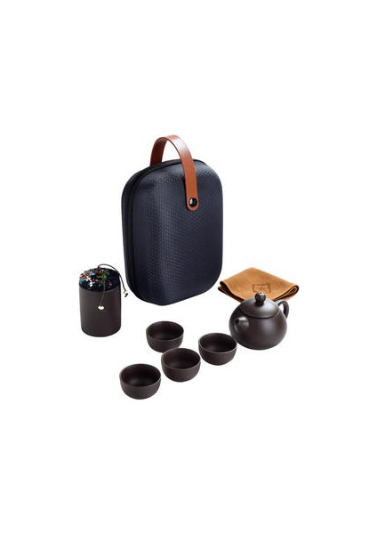 Kung Fu Çay Seti Mor Kum Çay Bardak Seramik Taşınabilir Seyahat Çaydanlık Seti Çay Caddy + Çaydanlık + Çay Bardağı Güzel Hediye | Çaydanlıklar