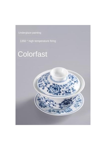 Retro Mavi ve Beyaz Porselen Gaiwan Teaware Büyük El Boyalı Kapak Kase Tek Sancai Çay Bardak Seramik Çin Çay Seti | Çay Tureen modelleri
