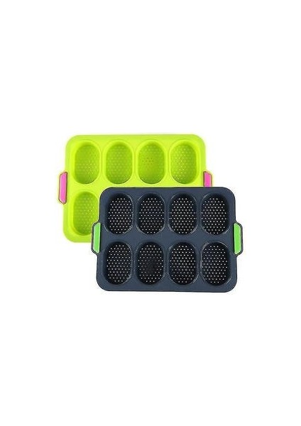 Ekmek Tavalar Kalıplar 8-Deliği Yapışmaz Silikon Ekmek Pişirme Pan Dıy Mini Mutfak Kalıp Oval Pasta Aracı Fransız Ekmek modelleri