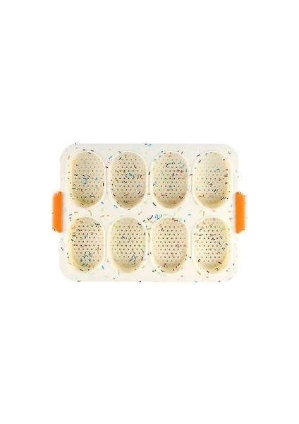 Ekmek Tavalar Kalıplar 8-Deliği Yapışmaz Silikon Ekmek Pişirme Pan Dıy Mini Mutfak Kalıp Oval Pasta Aracı Fransız Ekmek(Yurt Dışından)