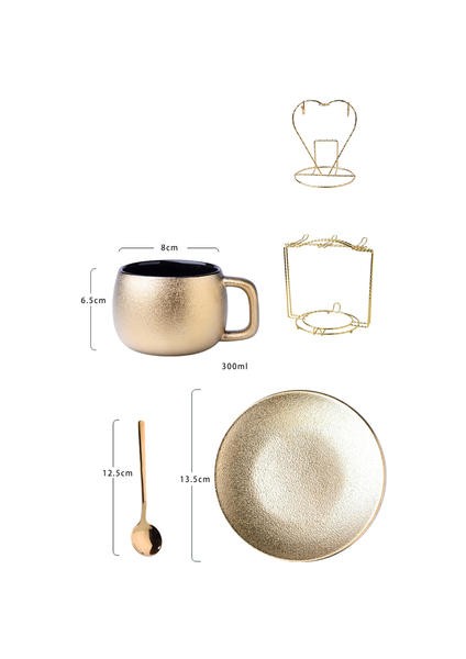 Küçük Lüks Altın Seramik Kahve Fincanı Set Ev Basit Modern Çay Bardağı Seti Nordic Öğleden Sonra Çay Teacup Sacker Kahve Kupası | Kahve Kupası ve tabak Setleri(Yurt Dışından)