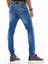 CD502 Paçaları Fermuarlı Yıkamalı Mavi Erkek Dar Jeans 5
