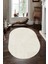 Silik Çizgi Desenli Krem Oval Halı (Makinada Yıkanabilir Kaymaz Dot Taban) - CP1349-2 1