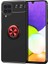 Galaxy M22 Kılıf Yüzüklü Silikon Range - Siyah-Kırmızı 1
