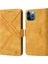 Iphone 13 Pro Max / 12 Pro Max Sarı Için Geometrik Çizgi Pu Kılıfı (Yurt Dışından) 5