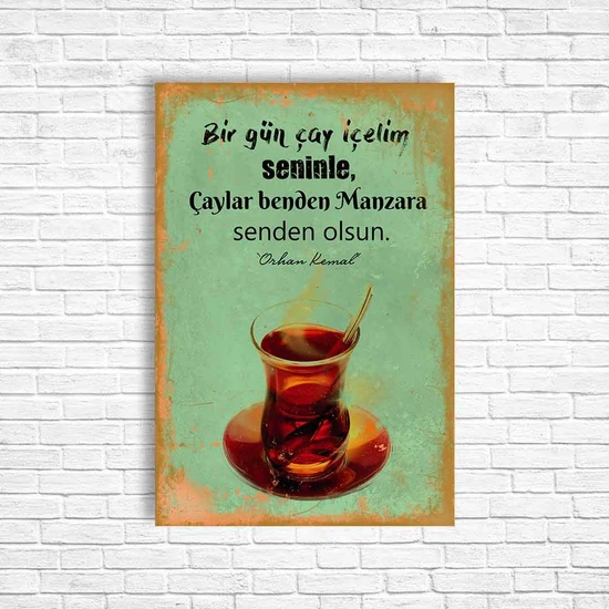 Trend Poster Çay Retro Ahşap Poster