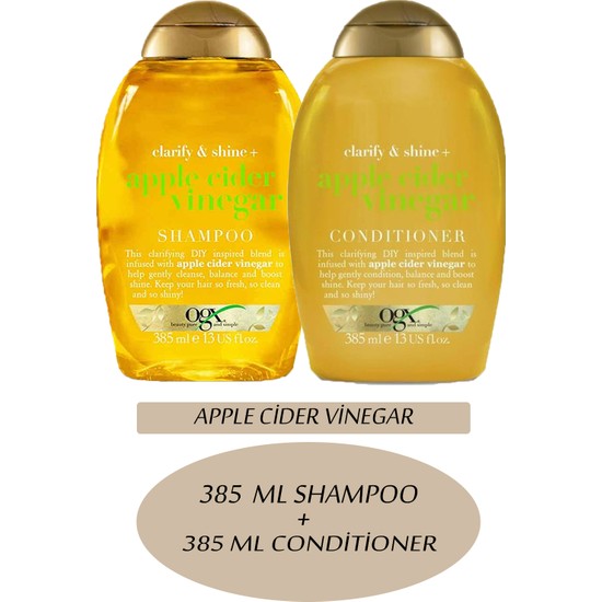 Organix Apple Cider Vinegar Şampuan 385 ml + Saç Kremi 385 Fiyatı