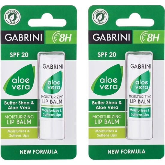 Gabrini Lip Care SPF20 Aloe Vera 5 gr Lip Balm 2'li Fiyatı