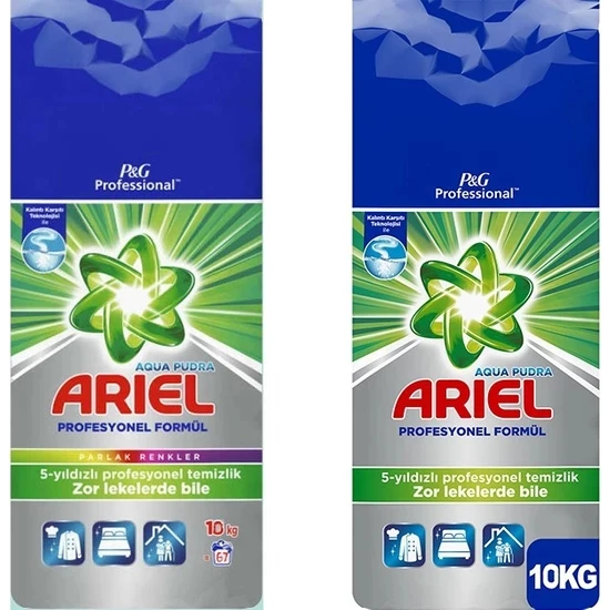 Ariel Beyazlar Toz Deterjan 10 kg + Ariel Renkli Toz Çamaşır Deterjanı 10 kg