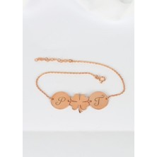 Gökdeniz 925 Kişiye Özel Harfli Yonca Model Hediyelik Gümüş Kadın Bileklik