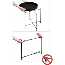 Hitfoni Metal Geniş Tepsili Katlanır Sehpa Siyah