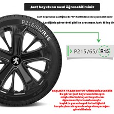 PackGar Peugeot 301 15 Inç Jant Kapağı Amblemli Piano Black 4'lü Takım 215