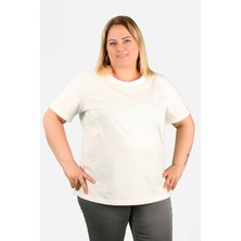 Balins Büyük Beden Kadın Süprem Tişört Ekru