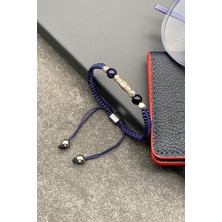 Frnch Lapis Doğal Taşlı Tibetan Model Lacivert Renkli Ayarlanabilir Makrome Erkek Bileklik FRJ11527-1627-L