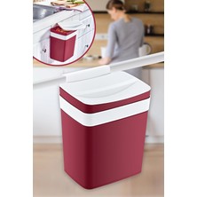 Doreline Dolap Kapağı Askılı Çöp Kovası Kırmızı, Kapaklı Çöp Kovası 10 Lt