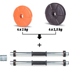 Ecgspor 12 kg Multifonksiyonel Turuncu Siyah Halter Seti ve Dambıl Seti