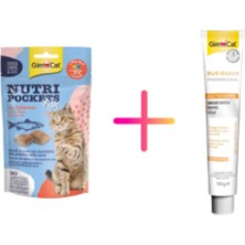 Gimcat Kedi Macunu Multivitamin 100 gr ve Kedi Ödül Tableti Somon Balıklı 60 gr