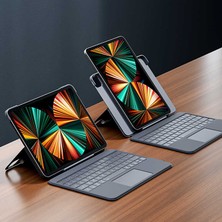 MTK Moveteck Apple iPad Pro 12.9 2020 (4.nesil) Kablosuz Magnetik Klavye Keyboard Trackpad  Çok Fonksiyonlu Typce Akıllı Kapatma Modu