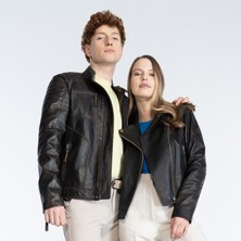 Desa Benvolio Kahve Kadın Vintage Biker Deri Ceket