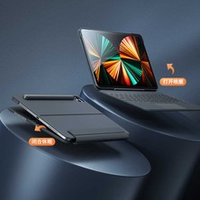 MTK Moveteck Apple iPad Pro 12.9 2021 (5.nesil) Kablosuz Magnetik Klavye Keyboard Trackpad  Çok Fonksiyonlu Typce Akıllı Kapatma Modu