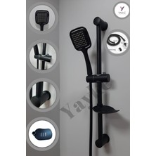 Yayke Mat Siyah Kardelen Sürgülü Duş Seti Banyo Duş Takımı